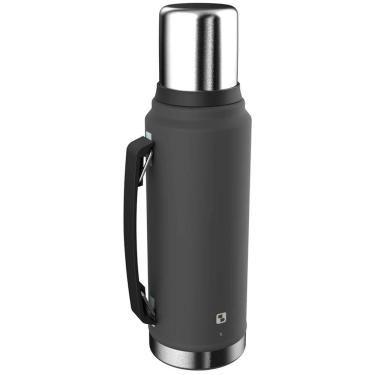 Imagem de Garrafa Térmica Chimarrão Café Tererê Parede Dupla de Inox com Alça 1 Litro Everest Soprano Cinza