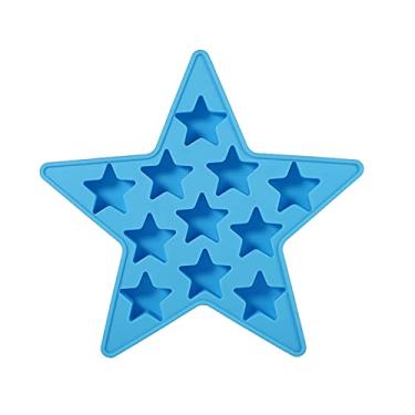 Imagem de Bandejas de cubo de gelo,reutilizáveis, de fácil liberação, em forma de cinco estrelas, bandeja de cubos de gelo, ferramentas para fazer moldes congelados para clube, bar, festas, bebidas geladas, uísque, coquetéis, alimentos (azul)