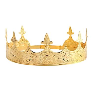 Imagem de Homem Rei Adereço Cosplay Príncipe Cabelo Rei Coroa Principe Tiara Medieval Homens Rei Favores De Festa De Halloween Tiara Reis Príncipe Cabelo Coroa Roupas Vintage Filho Metal