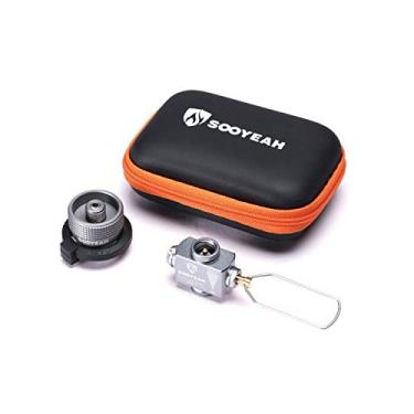Imagem de SOOYEAH Adaptador de recarga de gás, refil de combustível de isobutano, deslocador de recipiente de isobutano, câmbio de válvula Lindal, economia de gás Plus, função de ventilação de ar, adaptador de