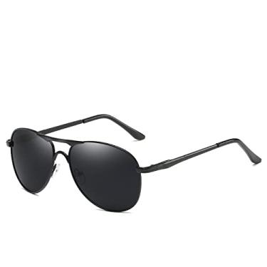 Imagem de Óculos de sol polarizados piloto clássico para homens de metal aviação masculino óculos de sol moda preto condução anti-reflexo UV400, C2, polarizado
