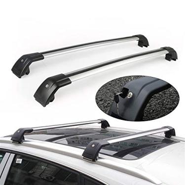 Imagem de UDP 2 peças barras transversais barras transversais trilho superior de telhado kits de transporte de bagagem, prata serve para Audi Q7 2016-2020