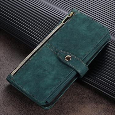 Imagem de Capa de couro com alça longa para iPhone 13 Pro Max 12 11 X XS XR SE 2020 6 6S 7 8 Plus Zíper Carteira Multi Carteira, Verde, Para iPhone XS
