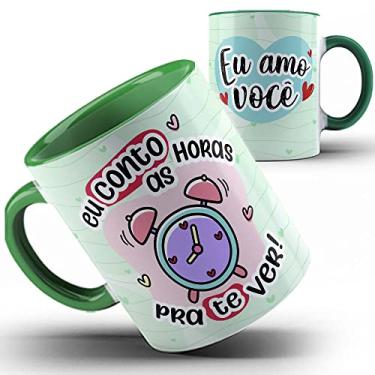Imagem de Caneca verde conto horas pra te ver te amo