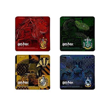 Imagem de Conjunto de porta-copos Harry Potter Hogwarts Houses - Sonserina Grifinória Corvinal e Lufa-Lufa