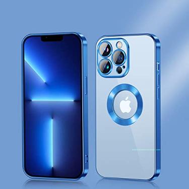 Imagem de Capa de telefone oca de revestimento transparente de luxo para iphone 11 12 13 14 pro max xs max xr 7 8 plus se2 2020 capa de tpu fina e macia, cor azul serra 1, para iphone12 pro max