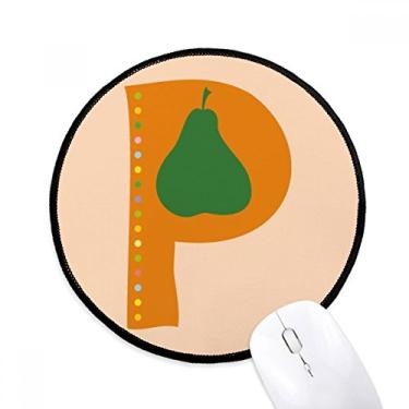 Imagem de P alfabeto pera fruta padrão bonito mouse pad desktop escritório tapete redondo para computador