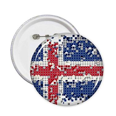 Imagem de Broche de bandeira abstrata da Islândia com estampa de emblema de botão, 5 peças