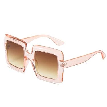 Imagem de Óculos de sol quadrados superdimensionados fashion para mulheres elegantes óculos de sol gradiente feminino uv400 óculos, chá chá, tamanho único