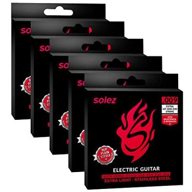 Imagem de Kit 5 Jogo De Cordas Para Guitarra Solez 009 Protecao Dupla