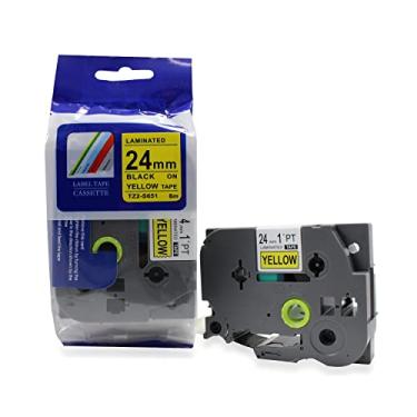 Imagem de Fita Refil Compatível com TZ-S651 TZe-S651 Amarela 24mm com adesivo extra forte para Rotulador Brother PT-D600 PT-D610BT PT-E500 PT-E550W PT-P700 PT-P750W PT-2700 PT-7600