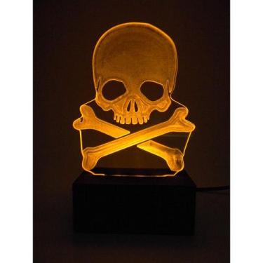 Imagem de Luminária Decorativa Abajur Led Caveira Pirata Personalizada - Woodbac