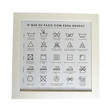 Imagem de Quadro Guia para Lavanderia, Branco, com Acetato e Suporte Pendurador, 23x23cm, Joga Moda na Roda Consultoria de Imagem