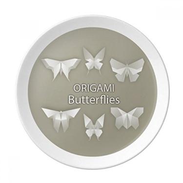 Imagem de Prato branco abstrato de borboleta, padrão origami, decoração de porcelana, salver, louça, jantar