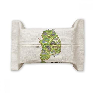 Imagem de Mapa mostrando pontos populares na Coreia Suporte de capa de papel para lenços faciais Bolsa de linho de algodão