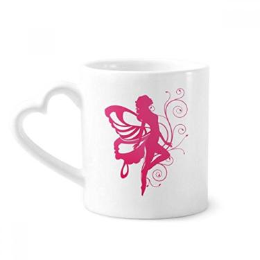 Imagem de Caneca Borboleta com asa rosa Pretty Angel Caneca de café de cerâmica copo de coração de vidro