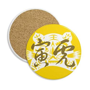 Imagem de Ano Novo de Tigre Animal China Zodíaco Caneca Porta-copos Proteção de Mesa Pedra Absorvente