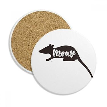 Imagem de Mouse Caneca de porta-copos de animal preto e branco com proteção de mesa Pedra absorvente