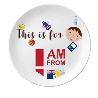 Imagem de Prato de porcelana I Am From Saint Helena para jantar redondo Boy Man