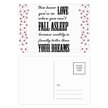 Imagem de Cartão postal inglês com citação de amor de realidade dos sonhos e flores de Natal