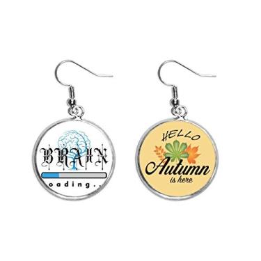 Imagem de Brinco de folha de outono com estampa de árvore cerebral