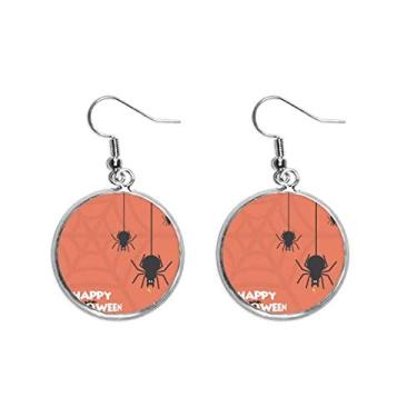 Imagem de Brinco de prata com ilustração de teia de aranha e inseto preto, joia feminina