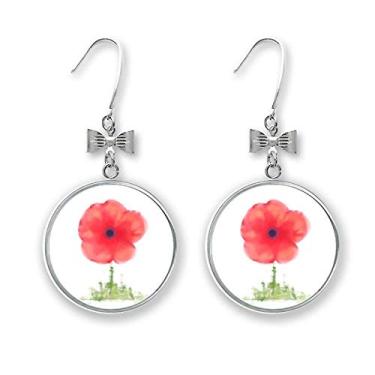 Imagem de Brinco de flor vermelha com flor de milho e papoula arte aquarela brinco piercing gancho