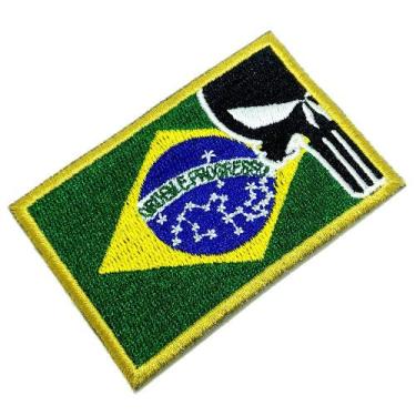 Imagem de Bandeira Brasil Justiceiro Patch Bordado Para Uniforme Boné - Br44