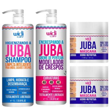Imagem de Kit Shampoo Higienizando Juba 1L - Encrespando Juba 1L - 2 Duas Máscaras Hidro Nutritiva 500ml Widi Care