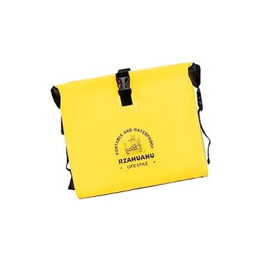 Imagem de Bolsa de bicicleta Alforjes de bicicleta Bolsas laterais Couro fivela à prova d'água Bolsa de guidão de bicicleta Alforjes de motocicleta, AMARELO