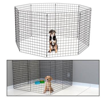 Imagem de Cercado Móvel para Cachorro Coelho 8 Telas 80cm Altura Cercadinho Pet para Adestrar Filhotes Preto