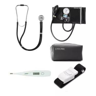 Imagem de Esfigmo Pamed + Estetoscópio Duplo + Torniquete + Termometro