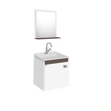 Imagem de Gabinete Com Espelheira Para Banheiro C-Linea 45X50cm Branco/Amêndoa S