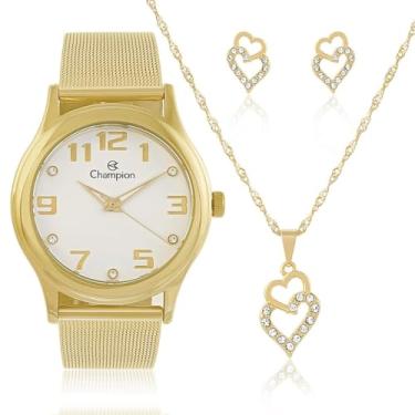 Imagem de Relógio CHAMPION KIT feminino dourado esteira CN29007W