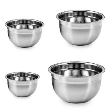 Imagem de Conjunto De Tigelas 4 Peças Mixing Bowl Em Aço Inox 18, 26, 28 E 30cm