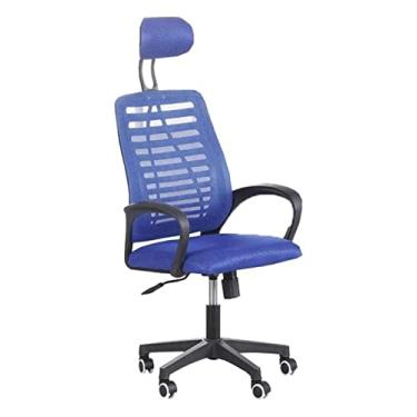Imagem de Cadeira de escritório Cadeira de mesa Poltrona Ergonomia Cadeira de mesa de computador com encosto alto Cadeira giratória de pano de rede Cadeira de trabalho Cadeira de jogo (cor: azul) Full moon