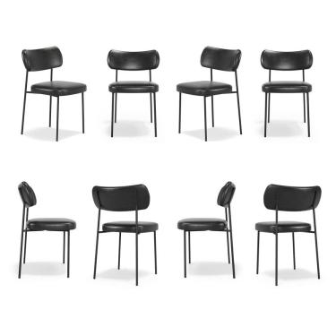 Imagem de Kit 8 Cadeiras para Sala de Jantar Mona Espresso Móveis Preto 734/Preto