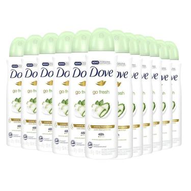 Imagem de Kit 12 Desodorantes Aerosol Dove Go Fresh Pepino E Chá Verde 150ml