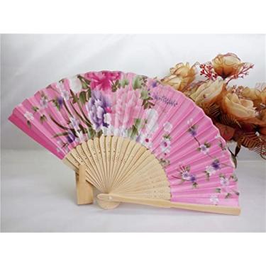Imagem de Ventilador dobrável 100 leque de casamento de seda, ventilador de mão dobrável japonês, fãs de dança chinesa, presente de chá de casamento personalizado, lembrança de casamento personalizada acessórios decorativos feitos à mão (cor: 4)