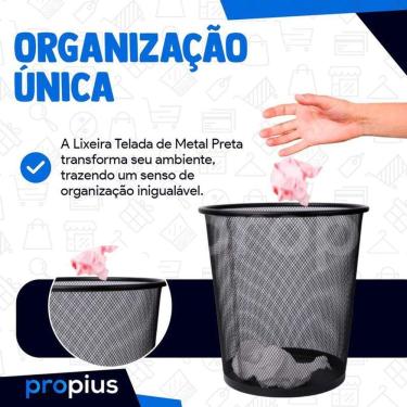 Imagem de Lixeira Talada Preta Metal Aramado Cesto Lixo Cozinha