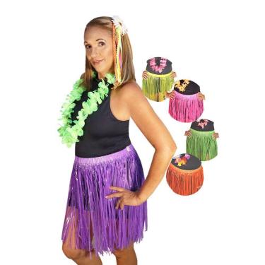 Imagem de Fantasia Adulto Havaiana Festa Temática Tropical Luau Carnaval: Kit Neon  3 Produtos