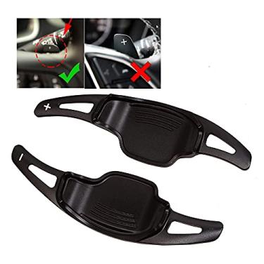 Imagem de HIBEYO 2 peças/par acessórios de carro extensão de câmbio de volante de alumínio para Cadillac CT6 XT5 2016-2019, serve para Chevy Chevrolet Camaro 2012-2015 troca de pá de substituição preta
