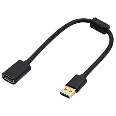 Imagem de zdyCGTime Cabo extensor USB 3.0 A, USB 3.0 tipo A macho para fêmea, anel magnético, extensão de transferência de dados para pen drive USB, leitor de cartão, disco rígido, teclado, impressora, câmera e