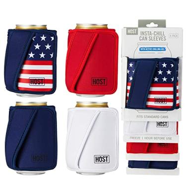 Imagem de Gel congelável flexível e bolsa de gelo para latas regulares de 355 ml, vermelho americano, branco, azul, conjunto de 4