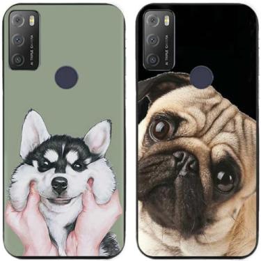 Imagem de 2 peças Husky Pug Dog impresso TPU gel silicone capa de telefone traseira para Alcatel Series (Alcatel 1S 2021 / 3L 2021)