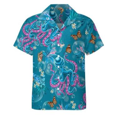Imagem de LESOCUSTOM Camisas havaianas masculinas manga curta tropical praia camisa casual botões roupas de festa, Estilo 3, GG