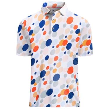 Imagem de Camisa polo atlética masculina de manga curta com absorção de umidade e ajuste seco, Círculo azul, 3G
