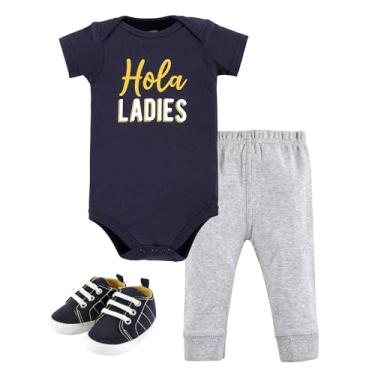 Imagem de Hudson Baby Conjunto de macacão, calça e sapato de algodão para bebê, Manga curta feminina Hola, Recém Nascido