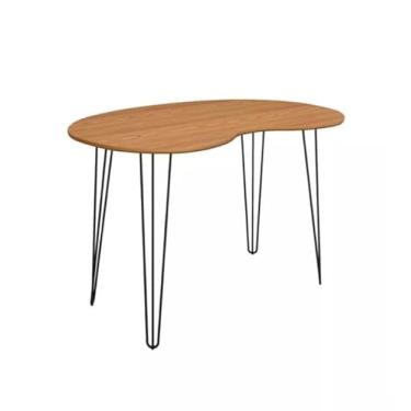 Imagem de Mesa Orgânica 1,20m X 0,80m Formato Grão Pé Hairpin Legs R.m Tampa Marrom-claro Pés Preto