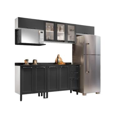 Imagem de Cozinha Completa 2 Balcões 3 Armários Suspensos 3 Vidros Itatiaia Aço Florença Grafite